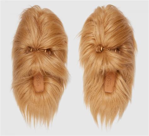 white gucci slippers|gucci chewbacca slippers.